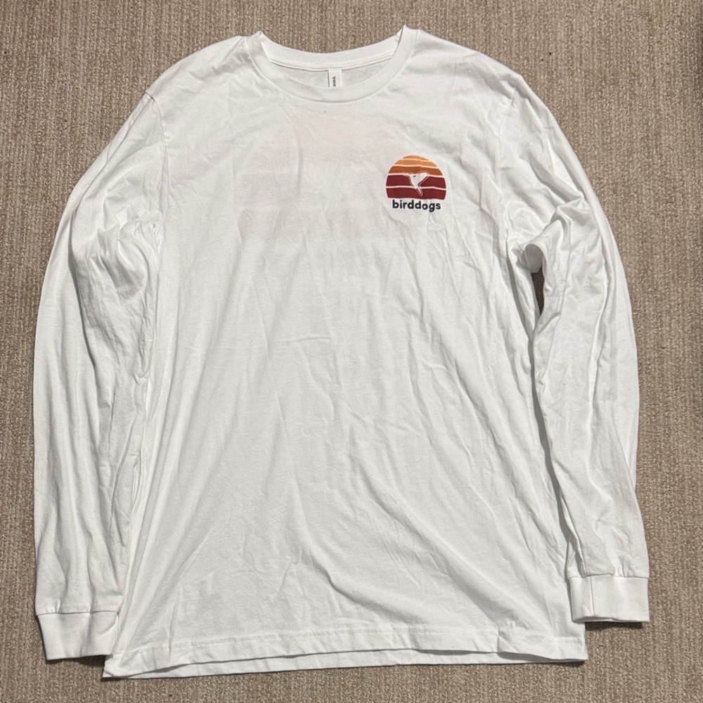 Birddogs Men’s Size L White Long Sleeve Crewneck Stretch Performance Training T